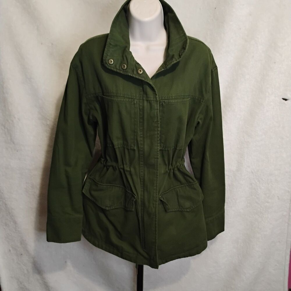 Universal Thread Olive Green Utility Jacket Small Cotton Lined Field Coat Cinch